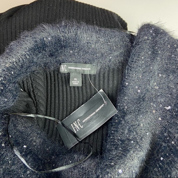 INC International Concepts- Sequined Eyelash-Knit Foldover Sweater - Picture 9 of 10